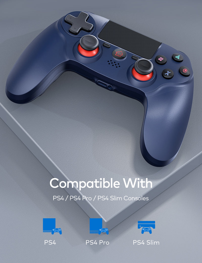 PS4 Wireless Controller with Dual Vibration - Metal Blue (1000mAh)