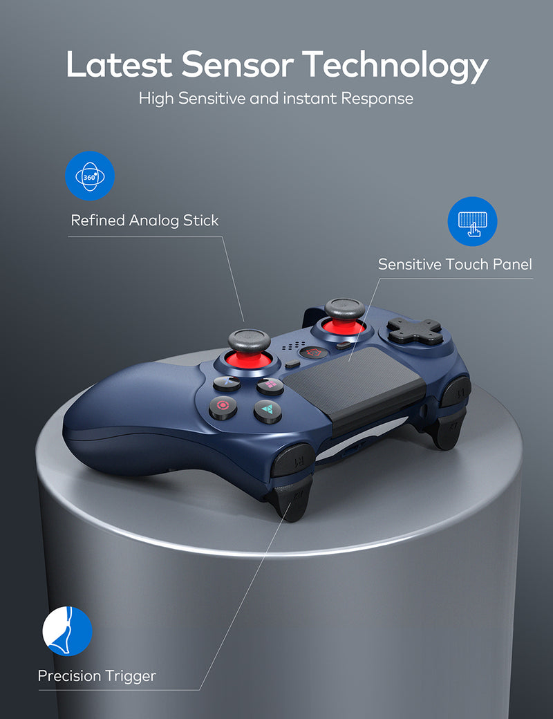 PS4 Wireless Controller with Dual Vibration - Metal Blue (1000mAh)