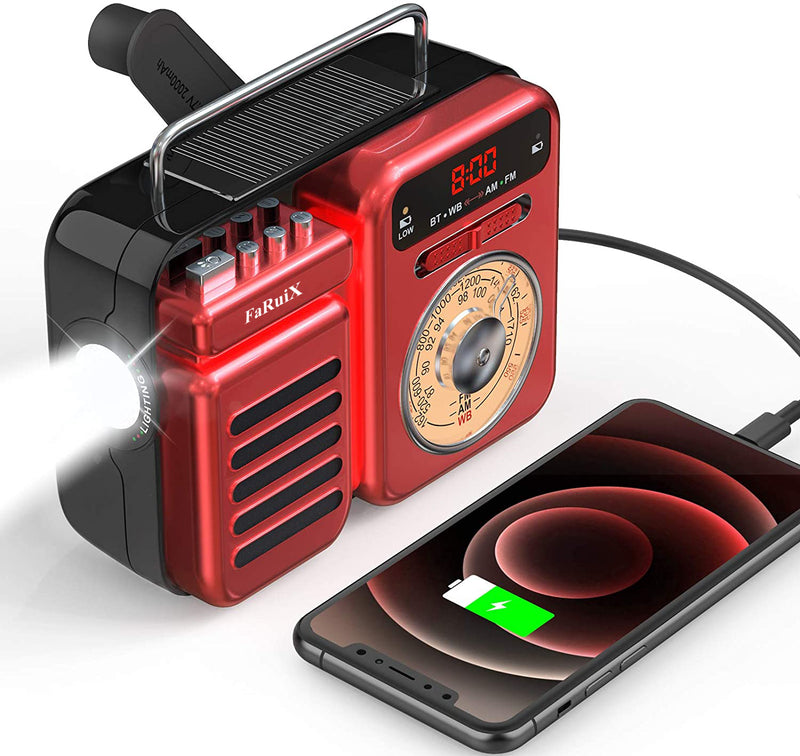 Hand Crank Solar Emergency Weather Radio, SOS Alert 2000mAh