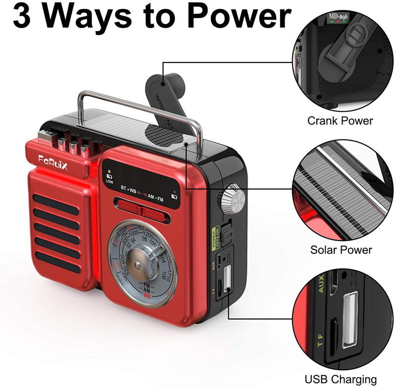 Hand Crank Solar Emergency Weather Radio, SOS Alert 2000mAh