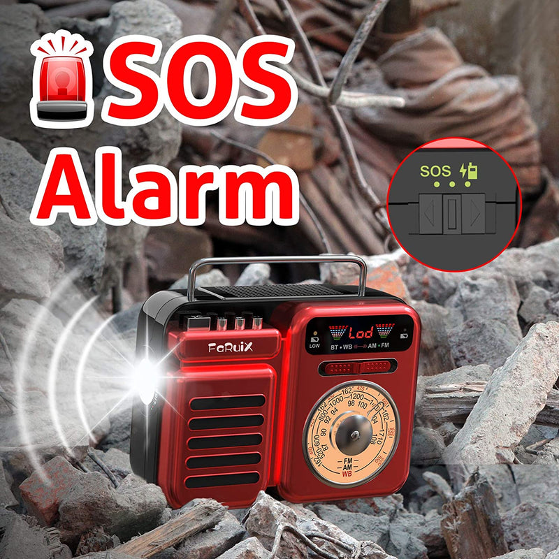 Hand Crank Solar Emergency Weather Radio, SOS Alert 2000mAh